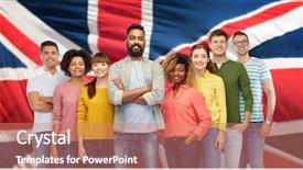  Presentation with race ethnicity - Slide deck featuring british or english flag background and a coral colored foreground