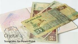  Presentation with stamp - Cool new slide set with british passport and egyptian arrival stamp together with and assortment of egyptian pounds the whole image is in focus sheimpflug effect backdrop and a soft green colored foreground