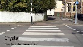  Presentation with pedestrian crossing - PPT theme consisting of british pedestrian zebra crossing background and a light gray colored foreground