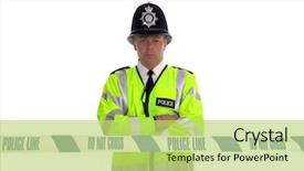  Presentation with british - Slides with british police officer standing behind background and a yellow colored foreground