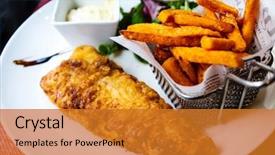  Presentation with fish and chips - Colorful presentation enhanced with british traditional fish and chips backdrop and a gold colored foreground