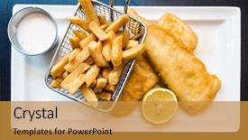  Presentation with british - Presentation theme with british traditional fish and chips background and a gold colored foreground