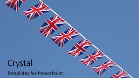  Presentation with union jack - Colorful slide deck enhanced with british union jack bunting flags backdrop and a teal colored foreground