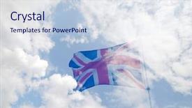  Presentation with overlaid - Audience pleasing presentation theme consisting of british union jack flag semi backdrop and a sky blue colored foreground
