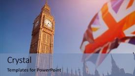  Presentation with union jack flag - Presentation design with british union jack flag background and a teal colored foreground