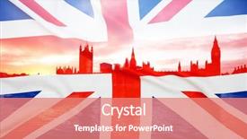  Presentation with leave - PPT theme having british union jack flag background and a coral colored foreground