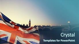  Presentation with union jack flag - PPT theme enhanced with british union jack flag background and a ocean colored foreground