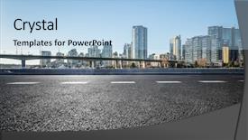  Presentation with empty road motion blur - Colorful PPT layouts enhanced with empty road go through downtown backdrop and a light blue colored foreground