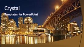  Presentation with vancouver - Audience pleasing slide deck consisting of vancouver false creek at night with bridge and boat panorama backdrop and a navy blue colored foreground