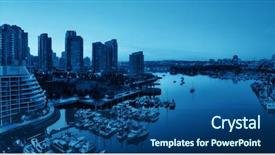  Presentation with apartment buildings - Slide deck consisting of vancouver harbor view with urban background and a ocean colored foreground