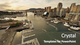  Presentation with apartment buildings - Slides enhanced with vancouver harbor view with urban background and a violet colored foreground