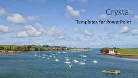  Presentation with landscape - PPT layouts with brittany-landscape-with-bay background and a light blue colored foreground