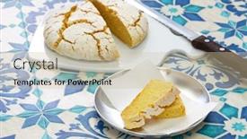  Presentation with corn - PPT theme having broa-traditional-portuguese-corn-bread background and a soft green colored foreground