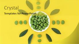  Presentation with abstract natural fresh green - Slide deck enhanced with broad-bean-green-vegetable-healthy background and a yellow colored foreground