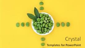  Presentation with broad - Presentation theme with broad-bean-green-vegetable-nutritious background and a yellow colored foreground