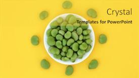  Presentation with abstract health - PPT theme having broad-bean-green-vegetables-health background and a yellow colored foreground