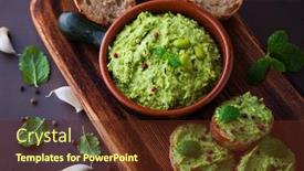  Presentation with broad - Beautiful PPT theme featuring broad-bean-hummus-with-fresh backdrop and a tawny brown colored foreground