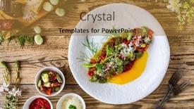  Presentation with broad - Slides enhanced with broad-beans-salad-in-tomato background and a gold colored foreground