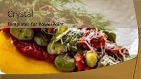  Presentation with broad - PPT theme enhanced with broad-beans-salad-in-tomato background and a coral colored foreground