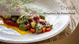  Presentation with broad - Presentation theme with broad-beans-salad-in-tomato background and a mint green colored foreground