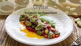  Presentation with broad - PPT theme featuring broad-beans-salad-in-tomato background and a coral colored foreground