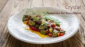  Presentation with broad - Slide set having broad-beans-salad-in-tomato background and a soft green colored foreground