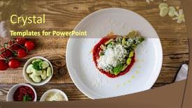  Presentation with broad - PPT theme with broad-beans-salad-in-tomato background and a tawny brown colored foreground