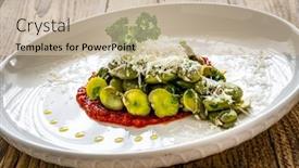  Presentation with broad - Presentation theme consisting of broad-beans-salad-in-tomato background and a soft green colored foreground
