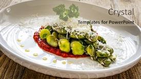  Presentation with broad - PPT theme enhanced with broad-beans-salad-in-tomato background and a mint green colored foreground