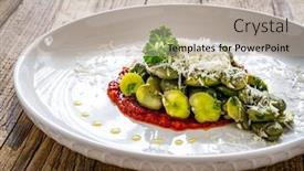 Presentation with broad - Presentation theme consisting of broad-beans-salad-in-tomato background and a light gray colored foreground