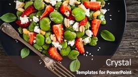  Presentation with broad - Audience pleasing presentation consisting of broad-beans-salad-with-feta backdrop and a tawny brown colored foreground