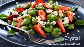  Presentation with feta cheese - Beautiful presentation theme featuring broad-beans-salad-with-feta backdrop and a tawny brown colored foreground