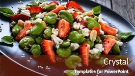  Presentation with broad - Presentation with broad-beans-salad-with-feta background and a tawny brown colored foreground