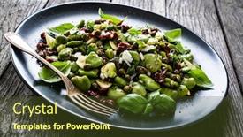  Presentation with broad - Presentation enhanced with broad-beans-salad-with-sun background and a tawny brown colored foreground