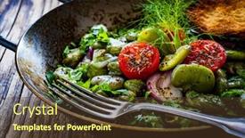  Presentation with broad - Slide deck featuring broad-beans-with-cherry-tomatoes background and a tawny brown colored foreground