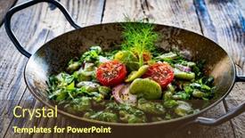  Presentation with broad - PPT theme with broad-beans-with-cherry-tomatoes background and a tawny brown colored foreground