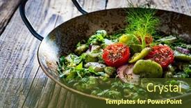  Presentation with broad - Presentation enhanced with broad-beans-with-cherry-tomatoes background and a tawny brown colored foreground