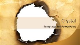  Presentation with broad - Presentation theme featuring broad sheet - close-up of hole burnt background and a yellow colored foreground