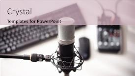  Presentation with broadcast - Presentation theme featuring broadcast-live-stream-talk-voice background and a soft green colored foreground