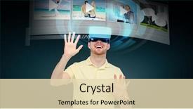  Presentation with broadcasting media - PPT layouts having broadcasting free - 3d technology virtual reality cyberspace background and a  colored foreground