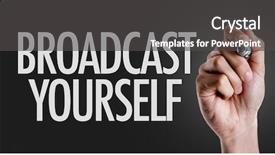  Presentation with broadcasting - Slide deck enhanced with broadcasting free - hand writing the text broadcast background and a dark gray colored foreground