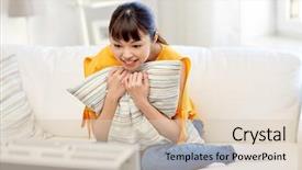  Presentation with television watching - PPT layouts consisting of broadcasting free - television entertainment leisure and people background and a lemonade colored foreground