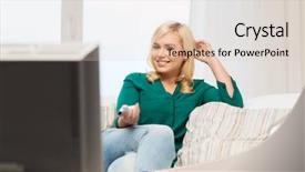  Presentation with broadcasting - PPT layouts with broadcasting free - television leisure and people concept background and a lemonade colored foreground