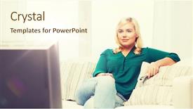  Presentation with broadcasting - Beautiful presentation theme featuring broadcasting free - television leisure and people concept backdrop and a cream colored foreground