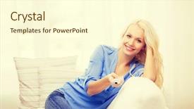  Presentation with home - PPT layouts consisting of broadcasting free - television relax home and happiness background and a cream colored foreground