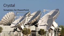  Presentation with array - Presentation featuring broadcasting news - array of satellite dishes background and a teal colored foreground