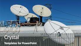  Presentation with satellite dish - Presentation design consisting of broadcasting parabolic satellite dish antennas background and a dark gray colored foreground