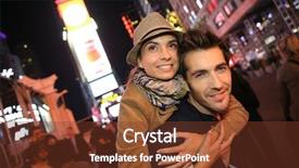 Presentation with quarter - Amazing PPT layouts having broadway - couple standing in time square backdrop and a tawny brown colored foreground