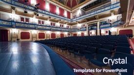  Presentation with theater stage - Audience pleasing PPT layouts consisting of broadway - empty theater stage curtain backdrop and a navy blue colored foreground