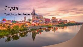  Presentation with tennessee - Colorful presentation theme enhanced with broadway - nashville tennessee usa downtown cityscape backdrop and a coral colored foreground